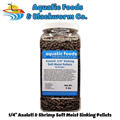 Adult Axolotl 1/4'' Soft Moist Sinking  Pellets for Axolotls   Rangen in 5-lb Jar