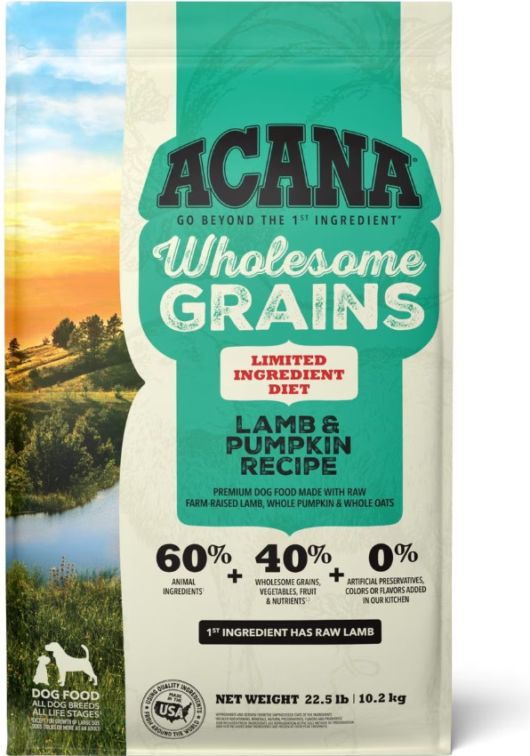 Acana Wholesome Grains L.I.D Lamb & Pumpkin Recipe Dry Dog Food, 22.5 lb