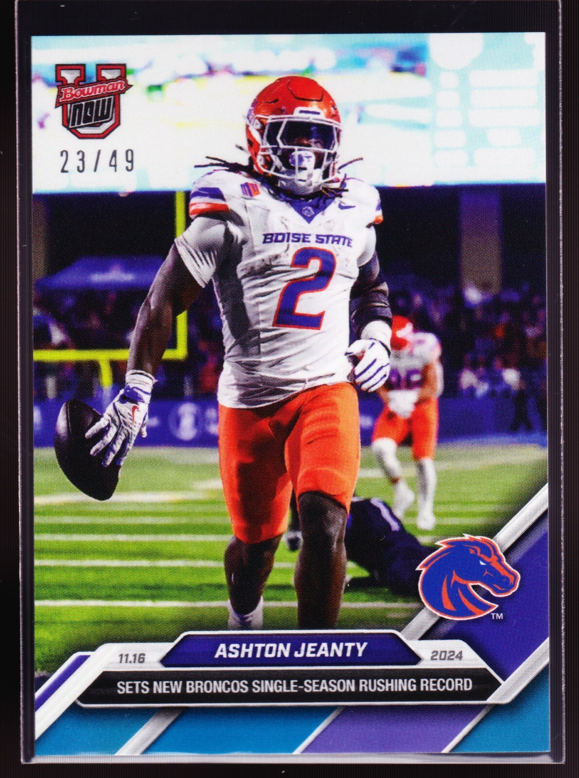 Ashton Jeanty Boise State Broncos Record 2024 Topps Bowman U Now #43 Blue 23/49