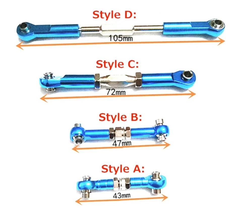 2 x Alloy RC 1/10 Steering Turnbuckle Arms for Tamiya TT02 TT-02D Hop up Upgrade - Image 3 of 4