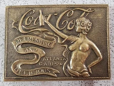 Vintage Coca-Cola Brass Buckle Lady Montauk Silver Company England Atlanta GA