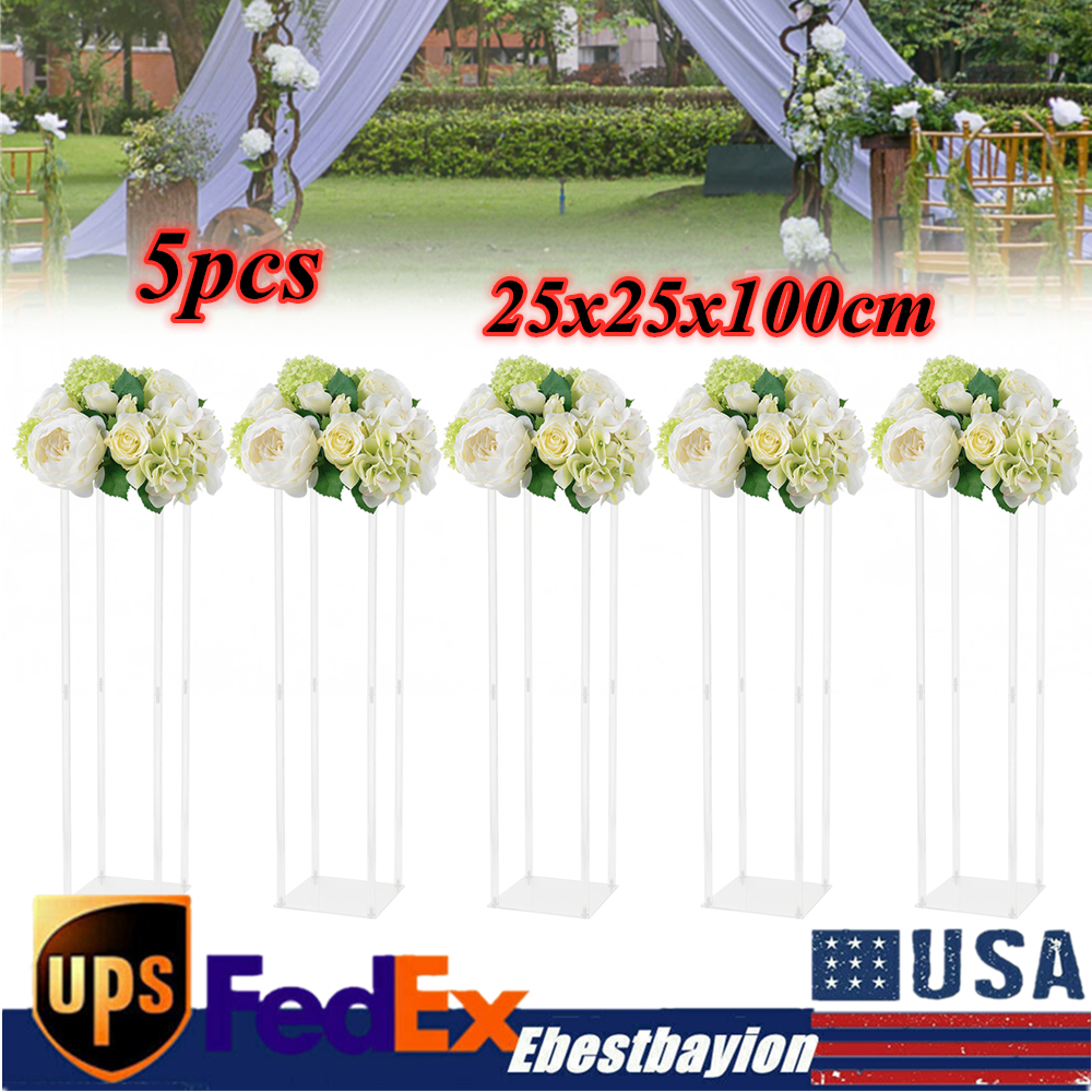 5pcs Wedding Flower Stand Acrylic Pillar Vase Stand Party Centerpiece  Decor