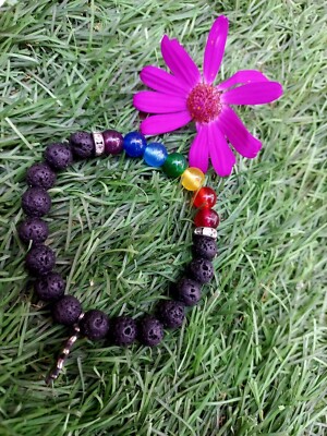 Schönes 7 Chakra Schwarz Heilung Gebet Armband Stein Unisex Modeschmuck Indien