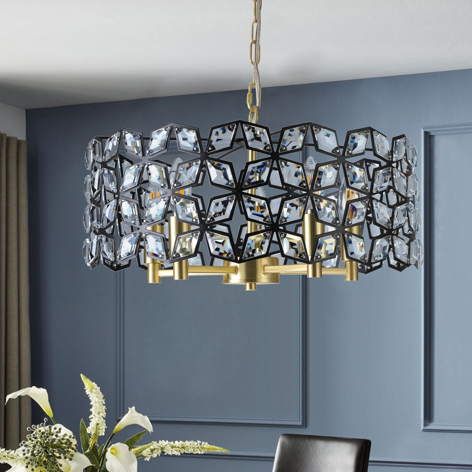 Gold Luxury K9 Crystal Chandelier Fixture Lamp LED Dining Pendant Ceiling Light