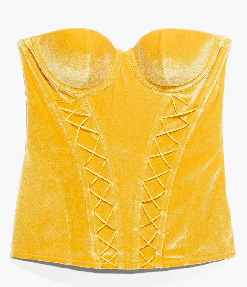 NUEVO SIN ETIQUETAS SAVAGE X FENTY Mujer’s TERCIOPELO VIXEN CORSÉ Top Detalle con cordones talla S Foto 2 de 4
