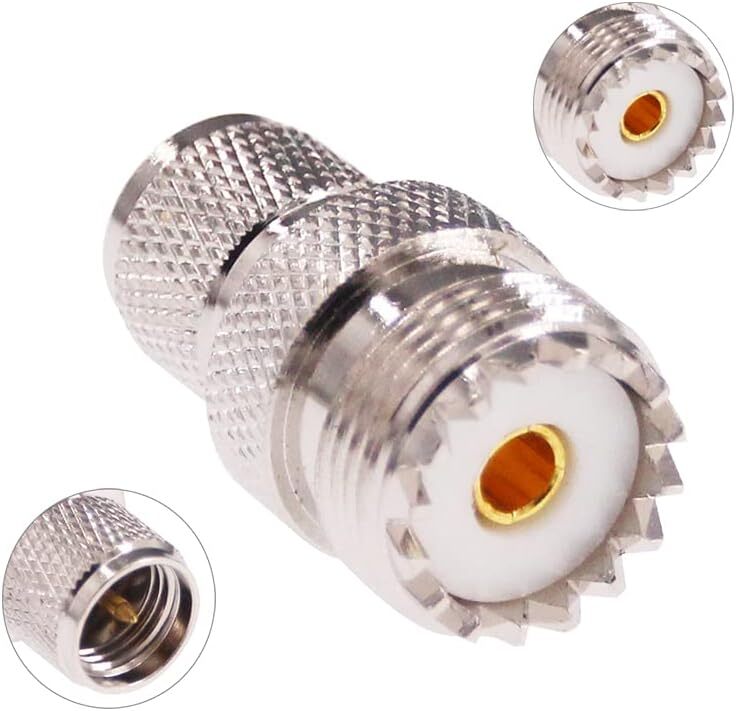 Mini UHF Male Plug (Mini PL259) To SO239 Female Adapter, Gold-Plated RF Barrel Connector For Universal Use - View #3