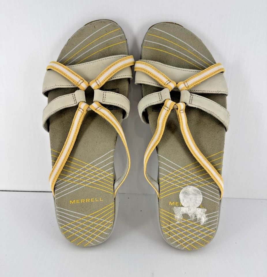 Sandalias Merrell Camellia para mujer talla 6 cuero amarillo J35594 forro plateado Foto 2 de 4