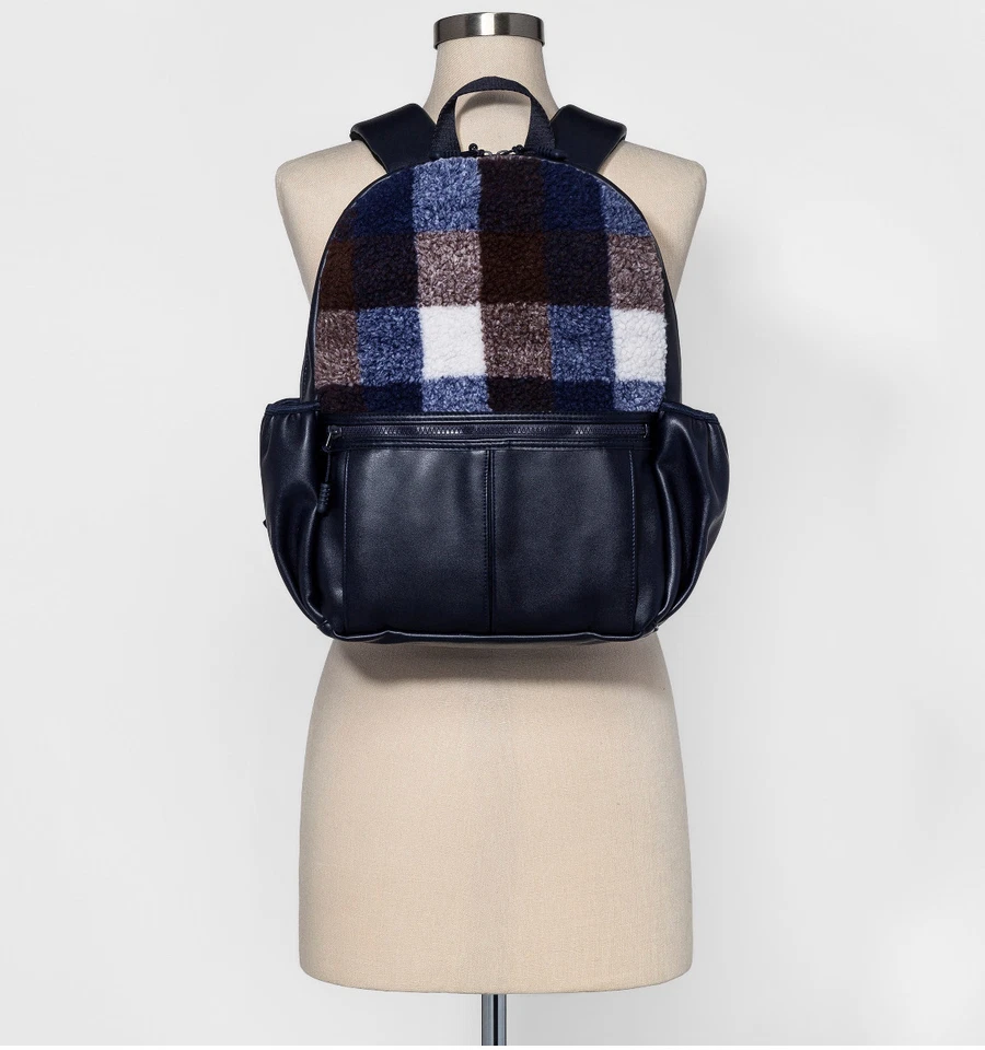 Mochila para mujer Mossimo Buffalo-Check imitación piel azul marino/ceja NUEVA Foto 2 de 4