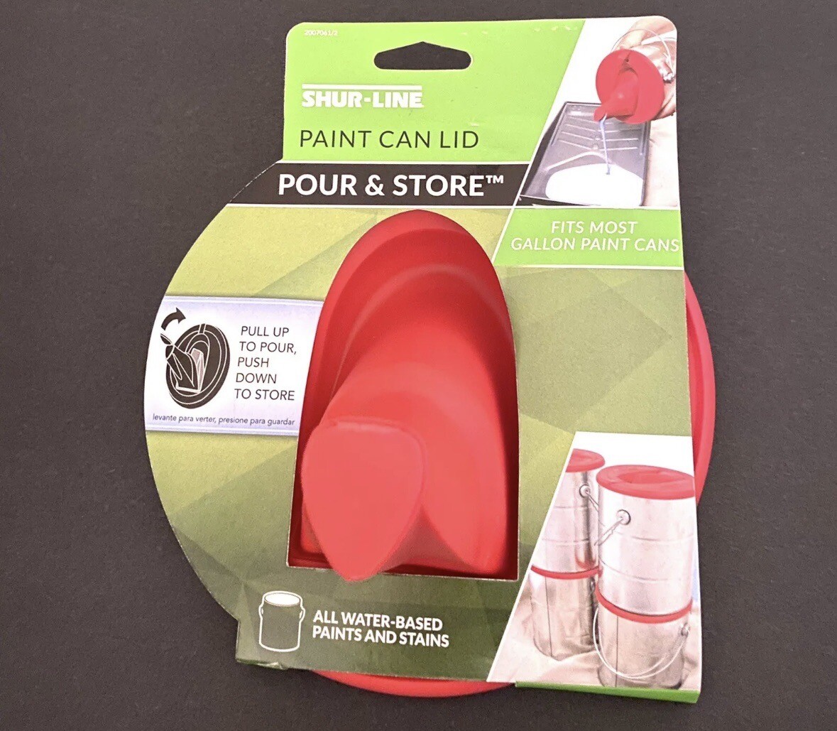 1 Gallon PAINT CAN LID w/ store & pour spout RED Silicone sure SHUR