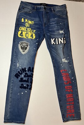 AKOO Jeans Fine Quality Garment Skulk Distressed Lugger Crown Men s 38x31 Pants