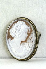 VINTAGE ITALIAN ITALY STERLING SILVER CAMEO PIN PENDANT FOR A NECKLACE - SIGNED