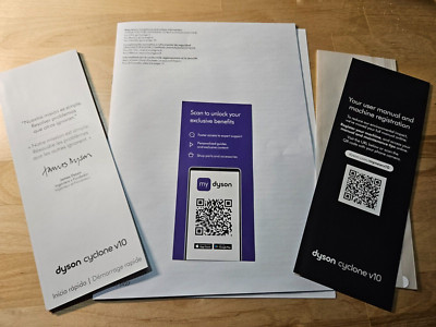 Dyson Cyclone V10 Quick start guide , Safety Instruction, registration card #BA