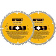 NEW DeWalt DW3128P5 12 in. 32-Teeth 80-Teeth Miter Saw Blade  Carbide 2-Pack 305