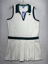 Prince Pickleball Dress Womens Extra Large Cream Green Pleated Athletic Collared