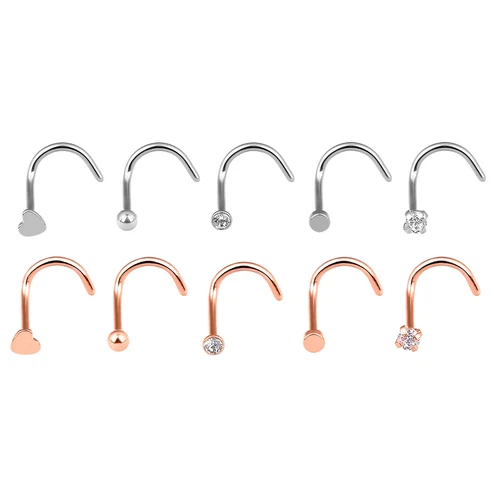 5-30PCS Surgical Steel Nose Stud Ring 20G Tiny Screw L Bend Straight Bone Studs - Picture 18 of 21
