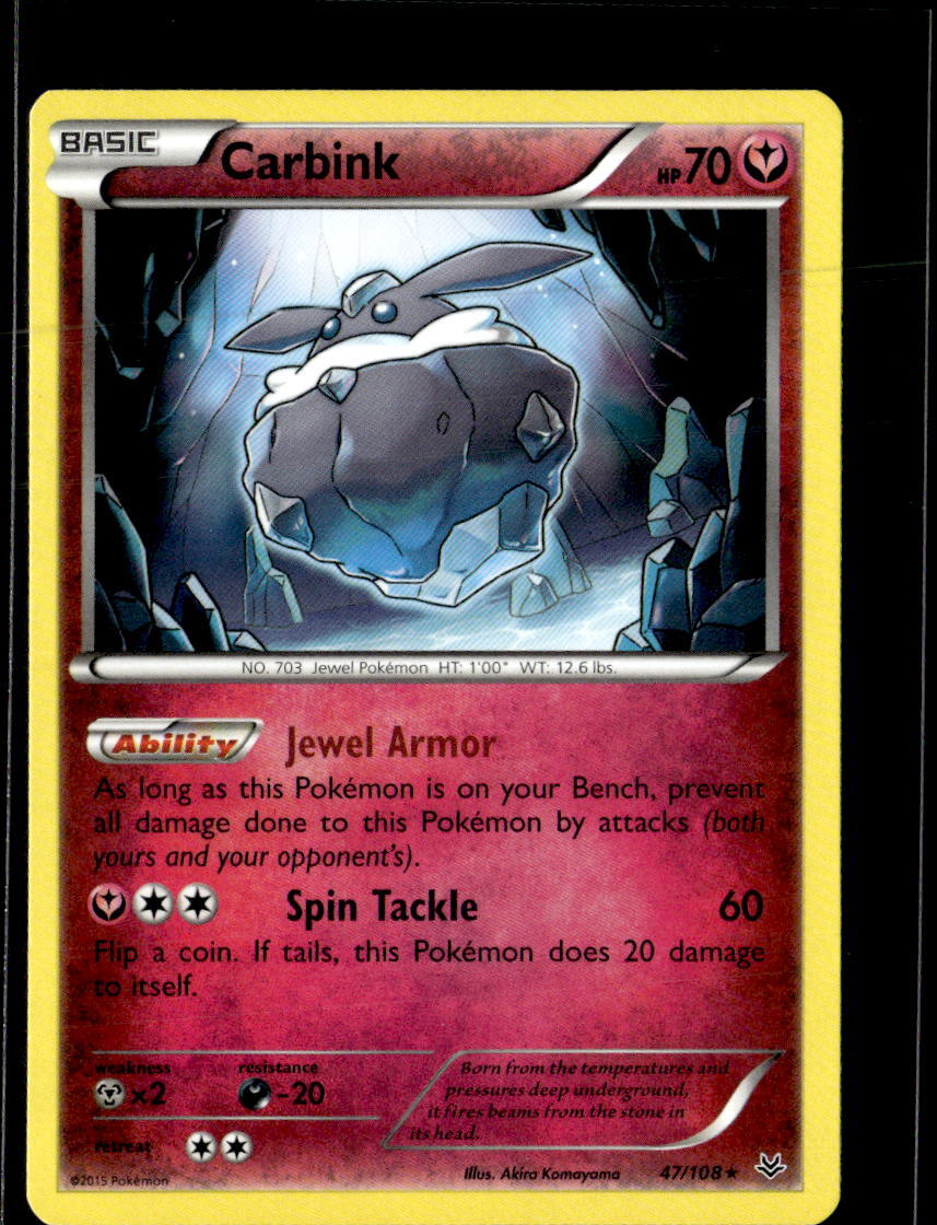 Pokemon Carbink 47/108 Roaring Skies Non Holo Rare 2 Card Lot