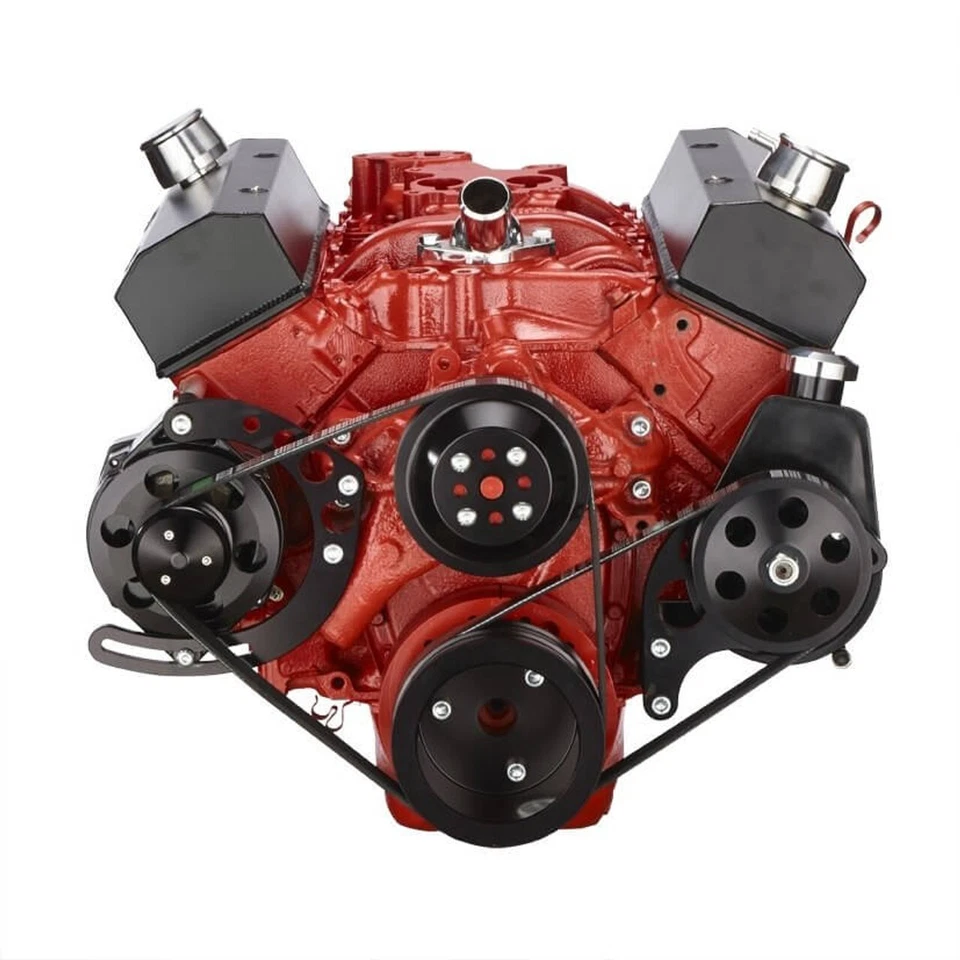 Kit de conversión de serpentina bloque pequeño Chevy negro ALT PS LWP con descuento SBC Foto 2 de 4