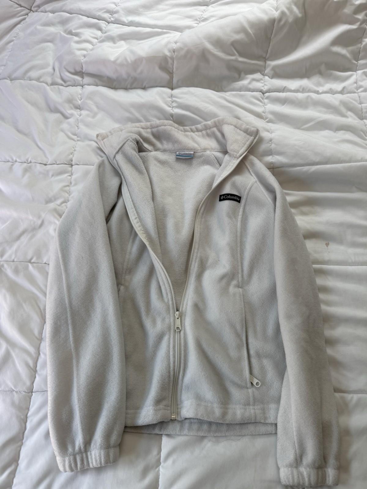 Columbia Womens White Full Zip Up Fleece Jacket  Size Small