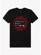 Camiseta Hot Topic Twenty One Pilots Círculo Rojo en Negro, Talla M, 100% Algodón