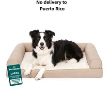 Plush  Performance Linen Orthopedic Sofa Pet Bed for Dogs Cats - Flax,Large-NEW