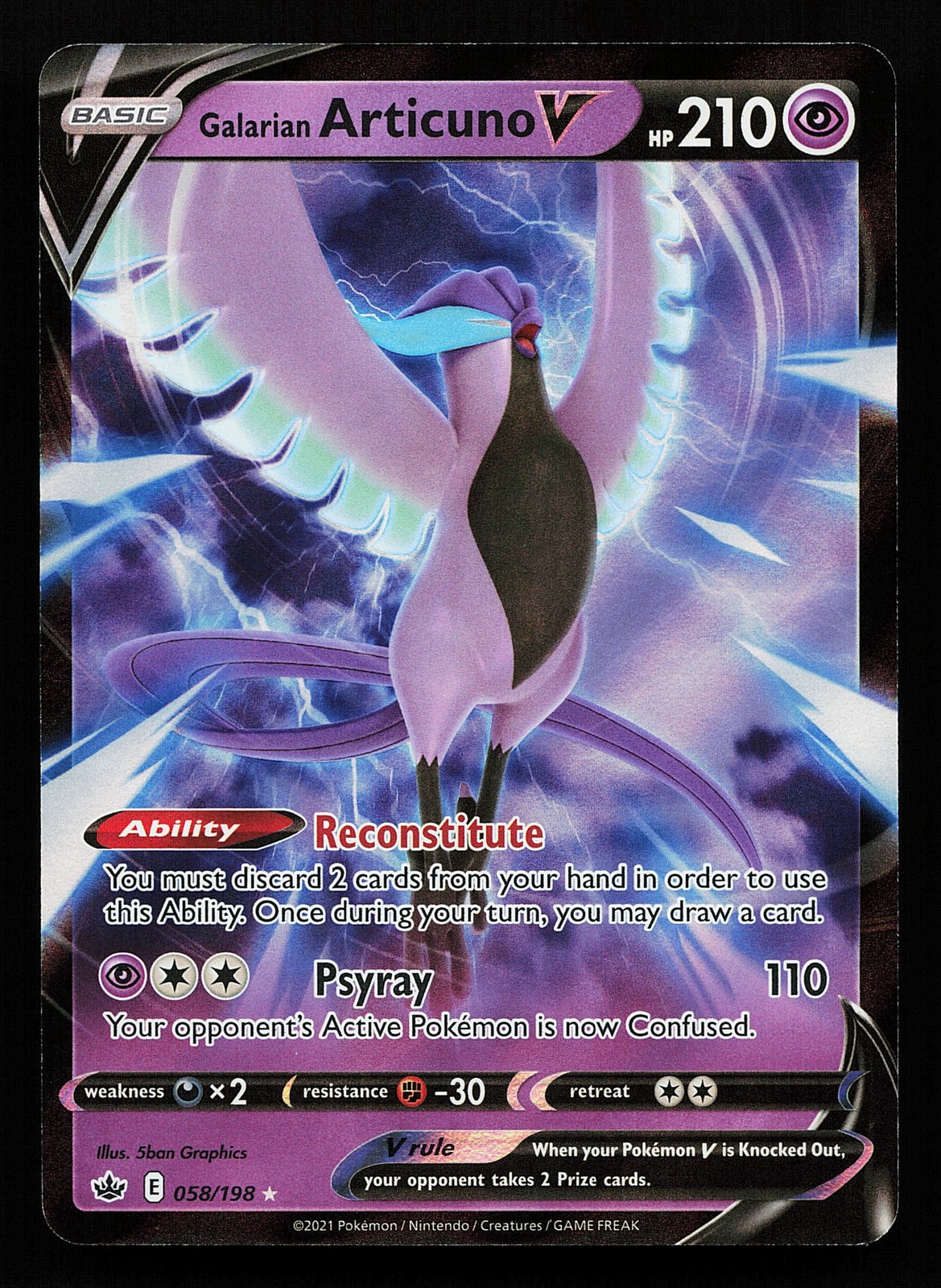 Galarian Articuno V 058/198 Ultra Rare Chilling Reign Pokémon Card