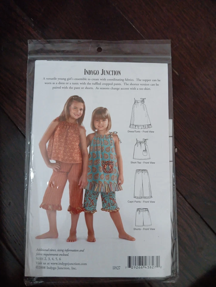 Indygo Junction #IJ827 Girls Shoulder Tie Topper Dress Tunic Short Capri Sz 2-6 - Image 2 of 2