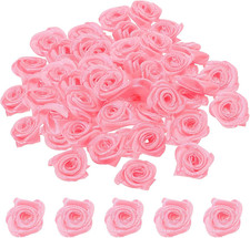 0.6" 50Stk Mini Satin Farbband Rosen Winzige Stoff Blumen Verzierungen Rosetten