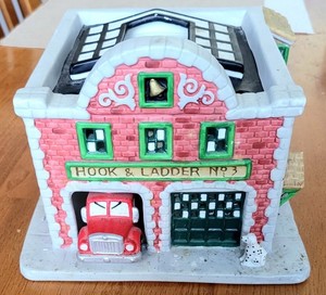 PartyLite Hook & Ladder No. 3 Firehouse tealight candle holder