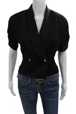 Derek Lam 10 Crosby Womens Black Polyester Blazer Button Short Sleeve Size 0