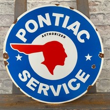 Pontiac Enamel Sign 16.1 41cm Old-looking Vintage Service Porcelain Signage