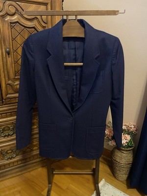 VTG Chaus New York Women s Preppy Academia Navy Blue Wool Blazer Size 4P EUC!!