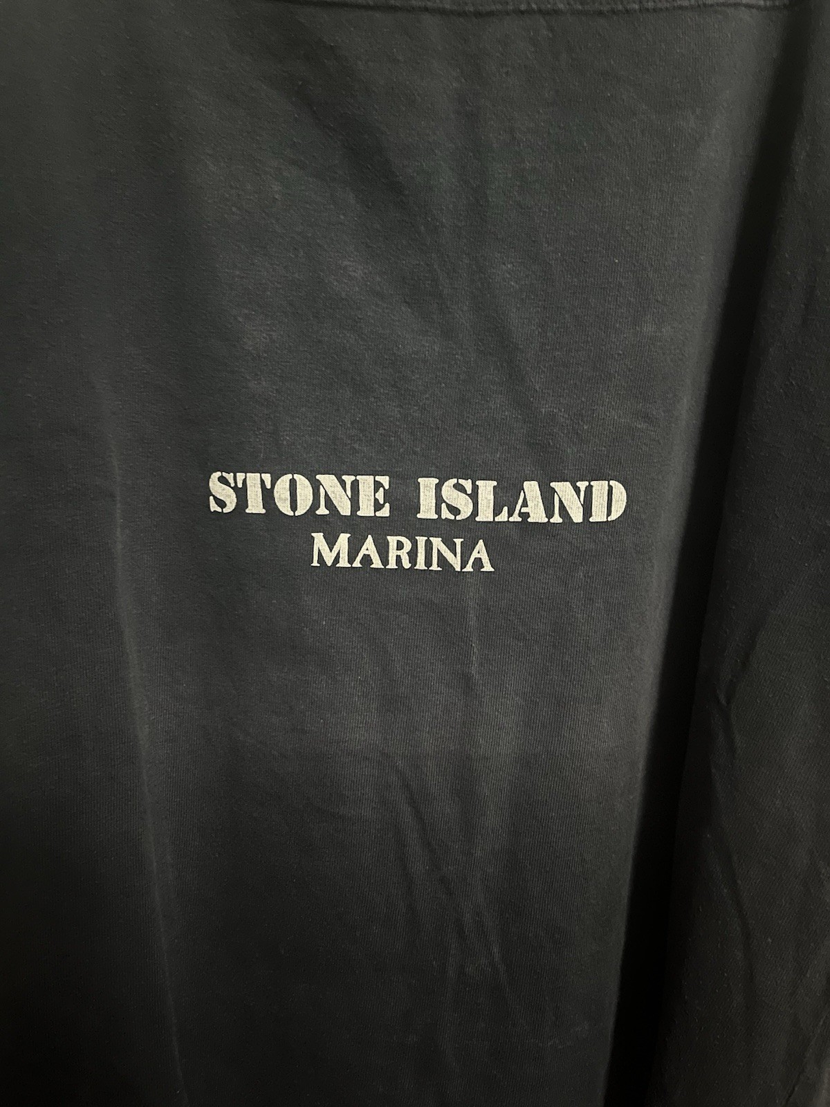 Stone Island S/S 1985? Vintage Boat Neck Marina SPELLOUT Tshirt Large thumbnail 2