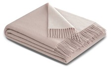 Plaid Uni rose-ecru, mit Fransenabschluss, Größe 130x170 cm