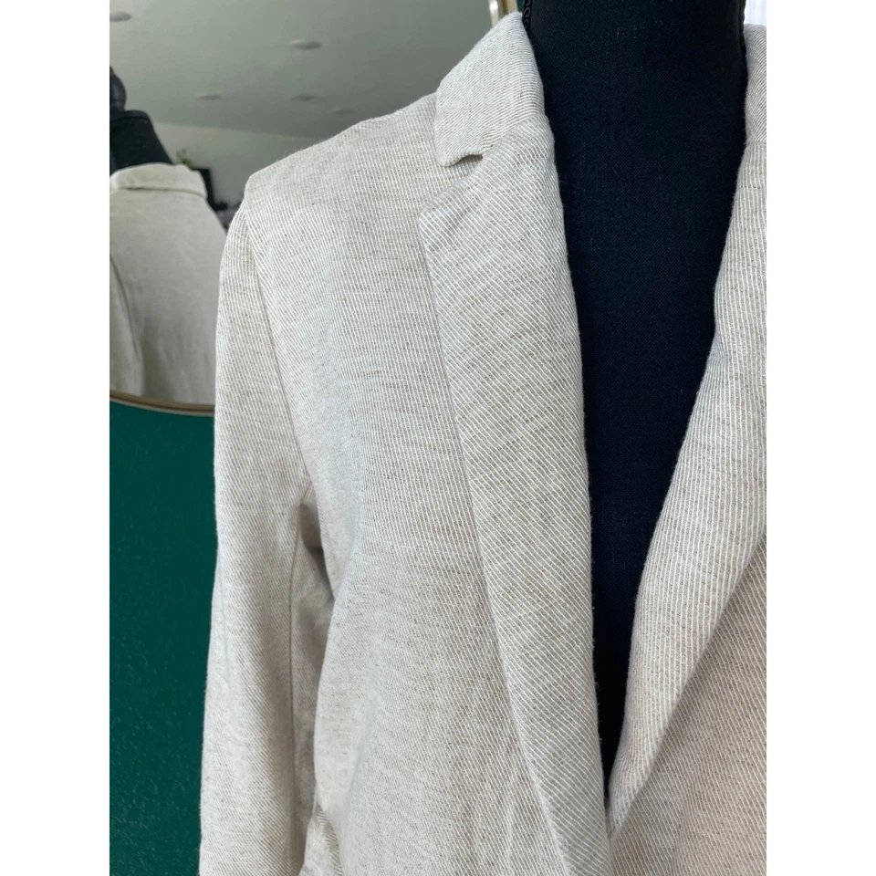 Blazer American Eagle mezcla de lino para mujer XS beige de gran tamaño minimalista neutro Foto 2 de 4
