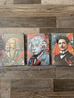 Einstein Newton Tesla Decorative Hardcover Books Set Modern Art Display NEW