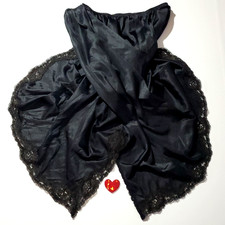 Vintage SEARS Half Slip Skirt BLACK SATIN Doesn't Slip Nylon Lingerie SMALL