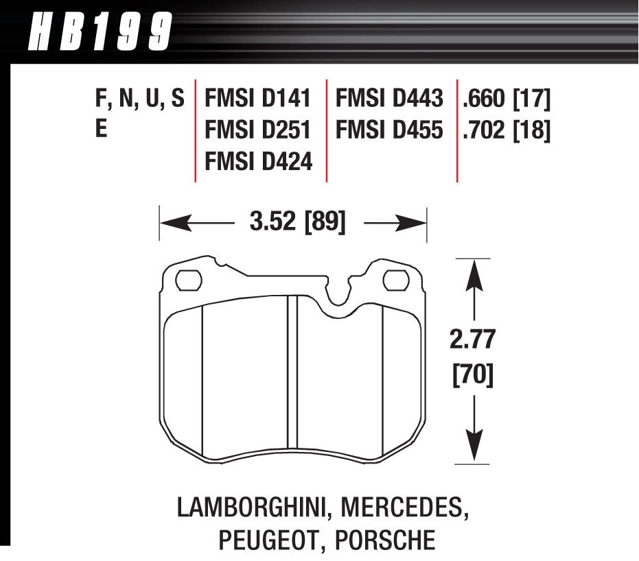 HAWK BRAKE Brake Pads for Lamborghini /Porsche- HB199E.702