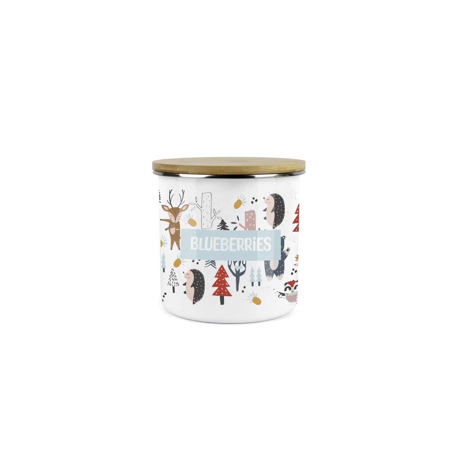 Kids Mini Snack Pot - Blueberries Lunchtime Forest Animals Storage Canister