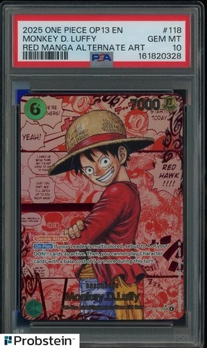 2025 One Piece OP13 EN Red Manga Alt Art #118 Monkey D. Luffy PSA 10 GEM MINT