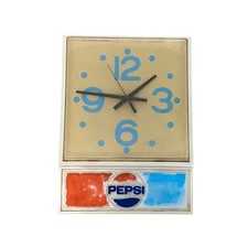 Vintage Pepsi Hanging Wall Clock Sign Blue Dotted American Sign & Advertising