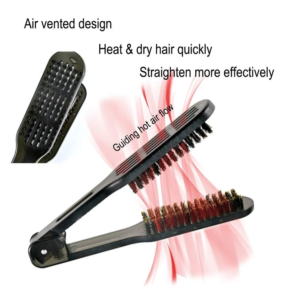 "Cepillo de pelo con pinza, alisador, desenredante, peine de férula, cerdas de n Foto 4 de 4