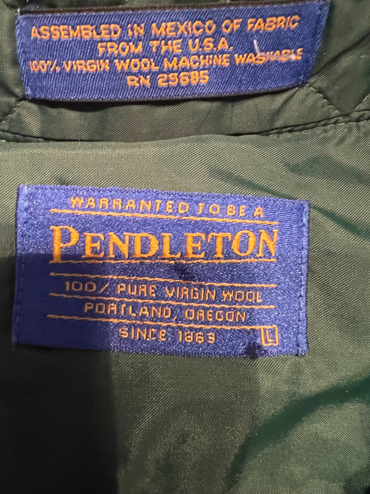 Pendleton Shirt Jacket Men Large Green Beige Wool… - image 3