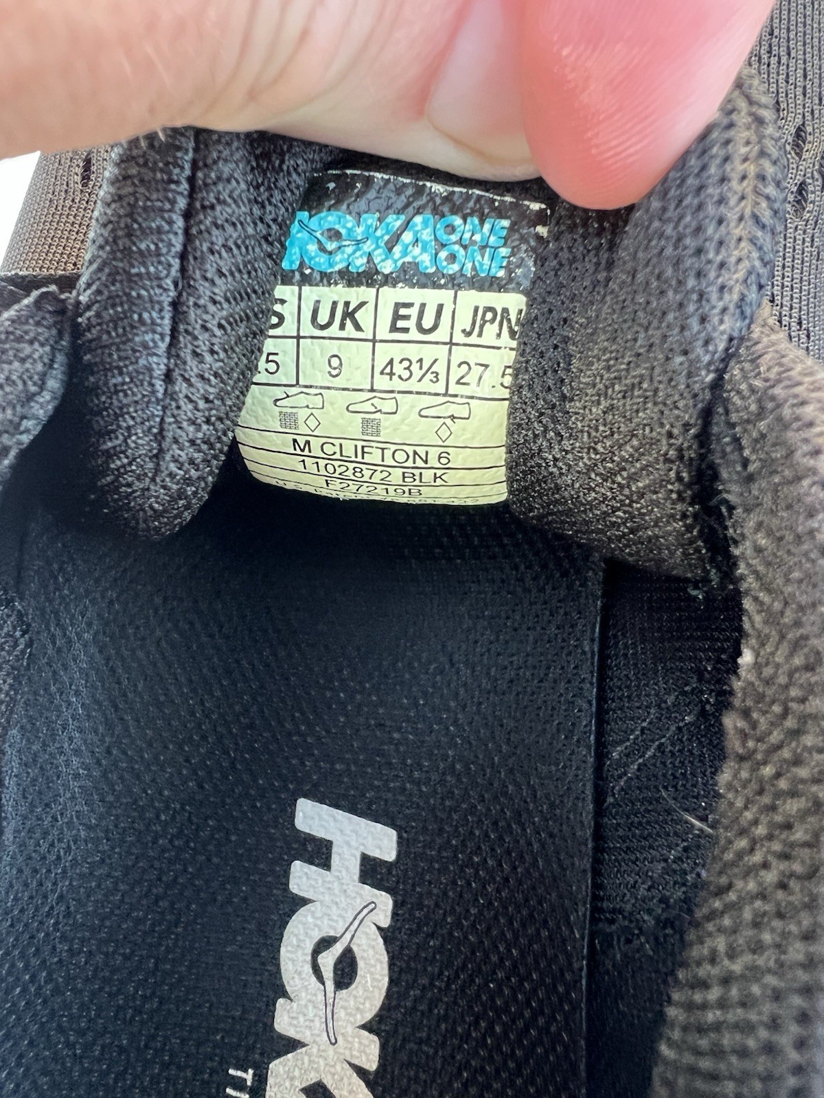 Men’s Black HOKA M Clifton 6 Running Shoes Size 9.5 thumbnail 8