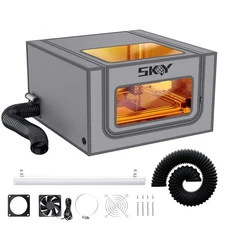 Integrated Bottom Laser Engraver Enclosure with LED Light, Ventilation Kit Iron 