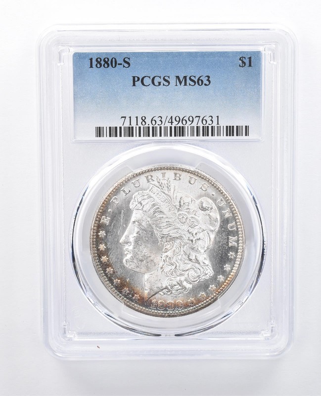 1880-S Morgan Silver Dollar MS63 PCGS Peripheral Tone a8099