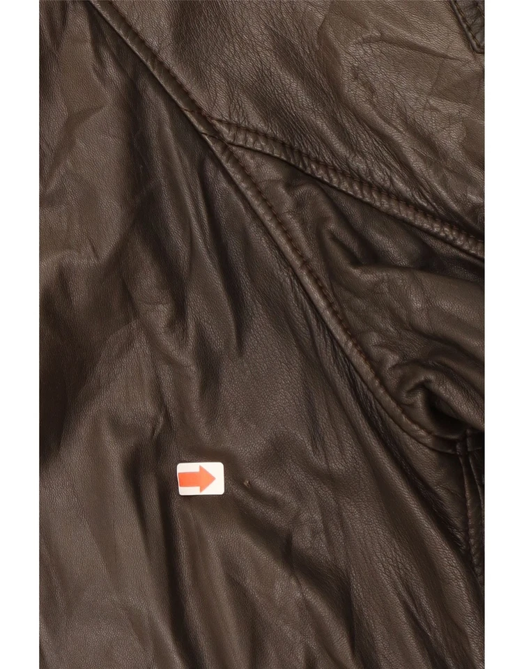 Abrigo de cuero para mujer ENRICO MANDELLI UK 12 mediano cuero marrón DB49 Foto 3 de 4