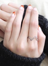 Anillo Chevron V Midi Onda Geométrica