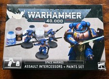 Warhammer 40k Space Marines: Assault Intercessor x3 plus Farben Set Citadel Neu
