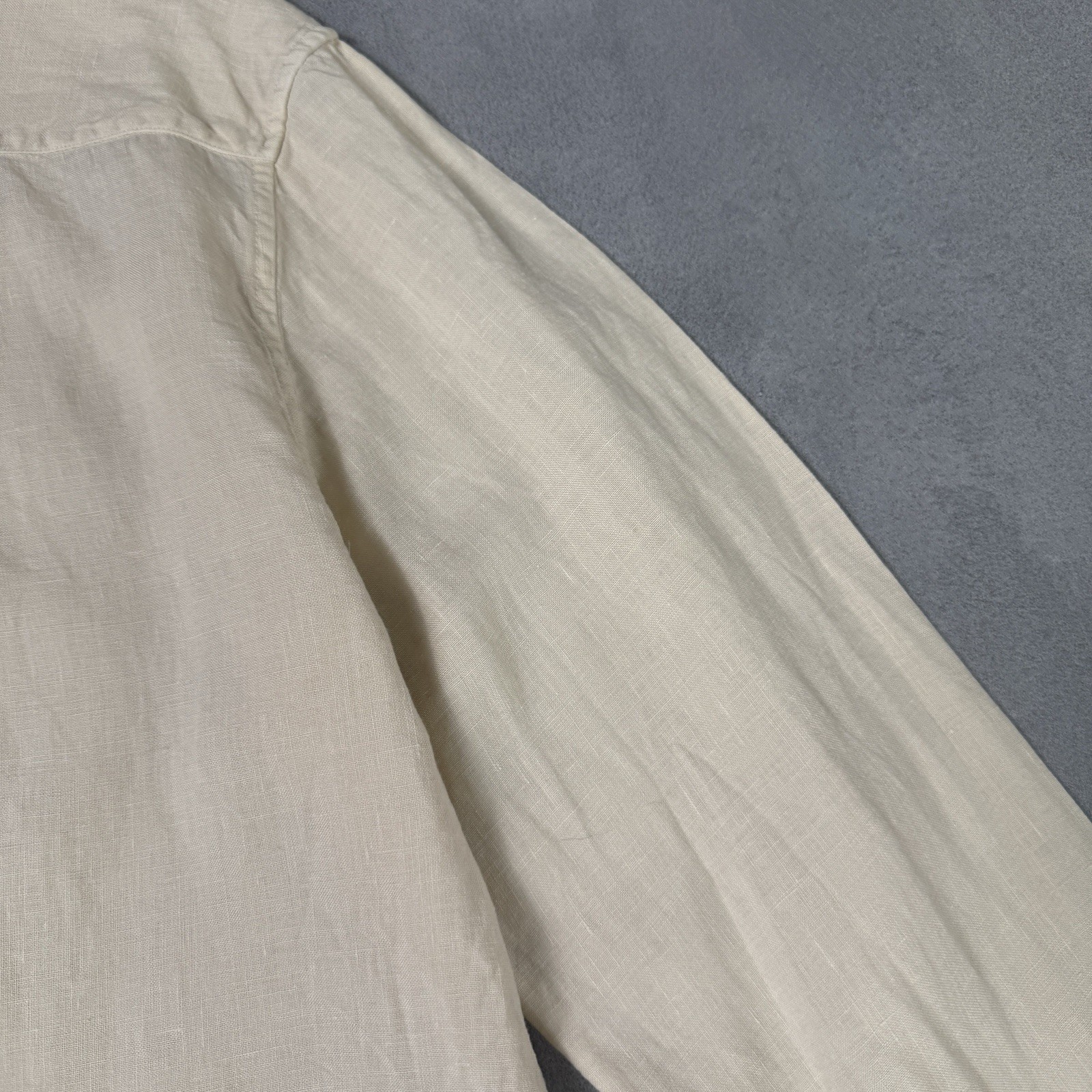 Toast Loop Button Linen Button Up Shirt Beige Size L