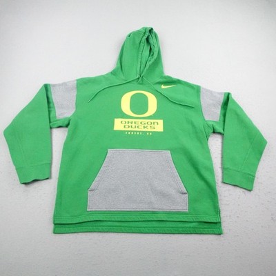 Oregon Ducks Hoodie Mens Large Green Gray Nike Pullover Sweatshirt Fleece NCAA